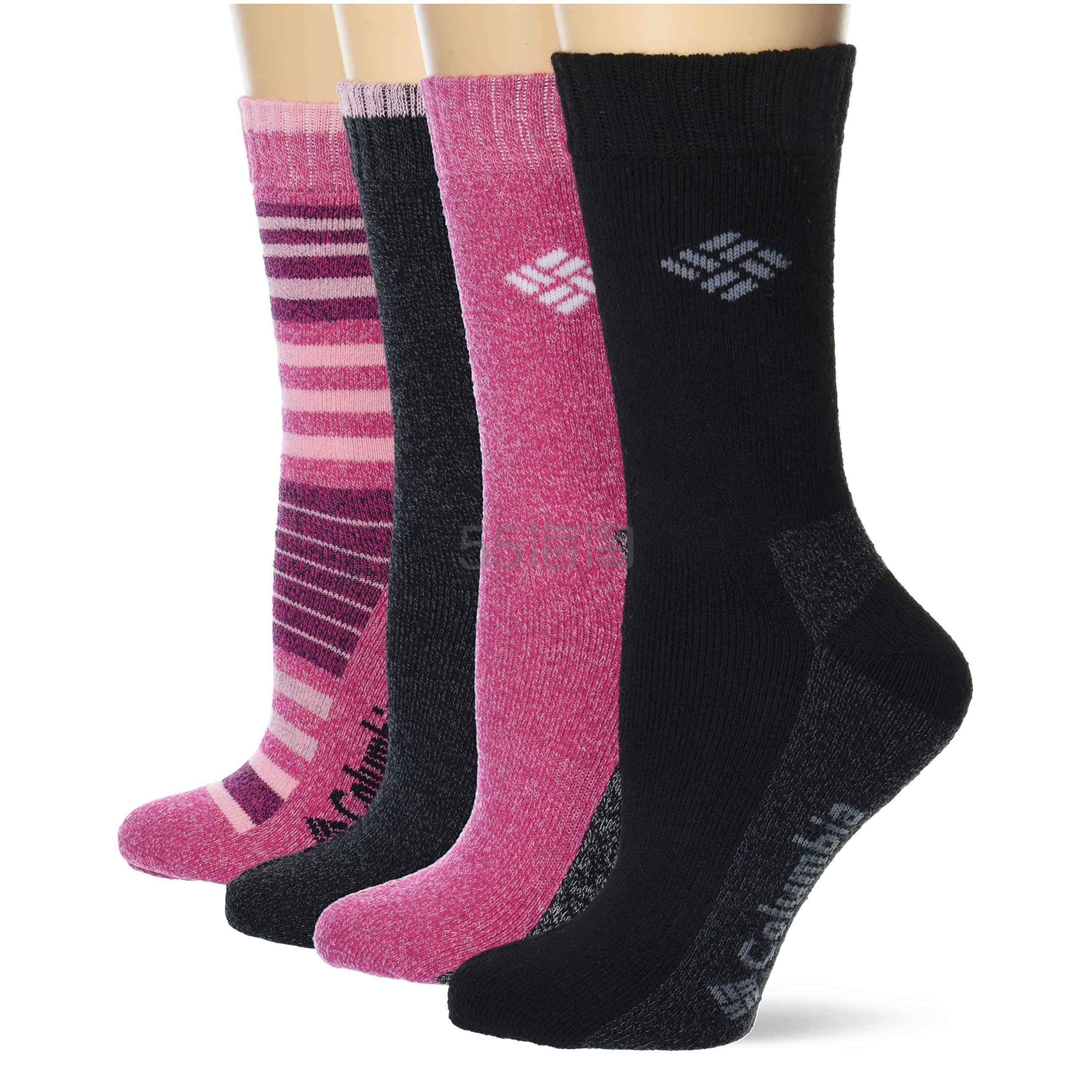 【含税直邮】Columbia 哥伦比亚 女士 吸湿排汗袜 4 双,高级粉灰色,均码