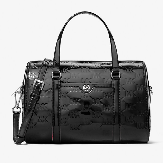 满$150享额外8折！Michael Kors 黑色漆皮压花波士顿包