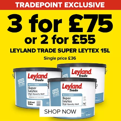 TradePoint：限时特惠 Leyland Trade 哑光乳胶漆 15L 2桶£55
