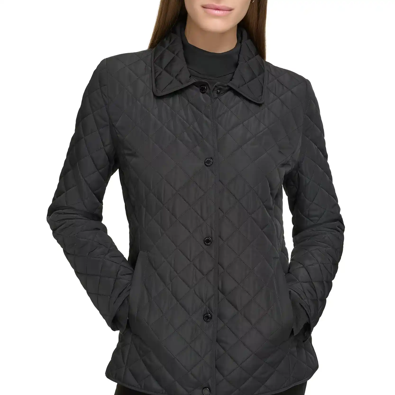 Calvin Klein 黑色绗缝夹克外套