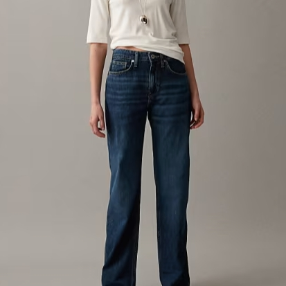 Mango Matilda 深蓝色直筒牛仔裤