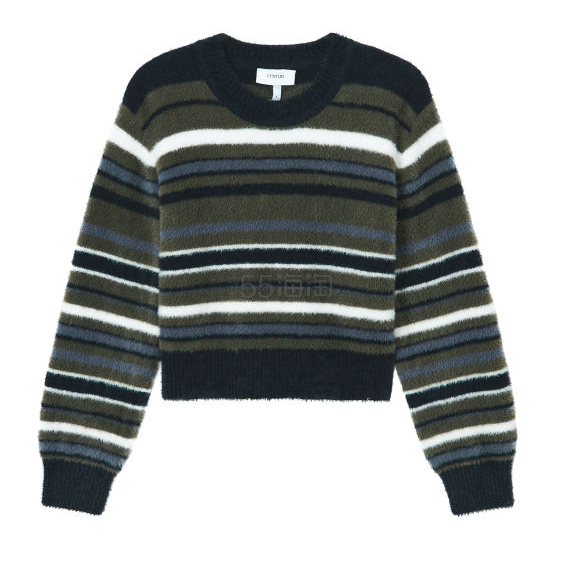 i.TTiTUD 条纹圆领毛衣