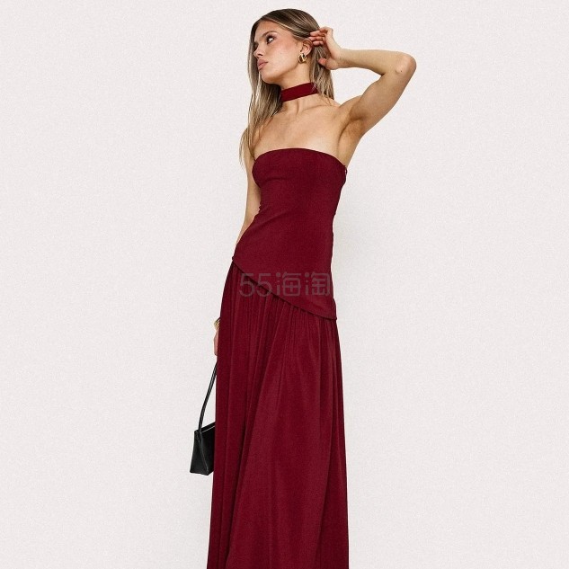 PRINCESS POLLY ODELA 樱桃色无肩带低腰连衣裙