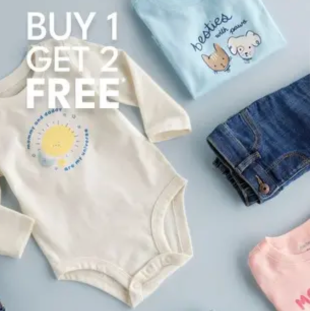 Carter's：精选基础款童装 用正价买一件送两件