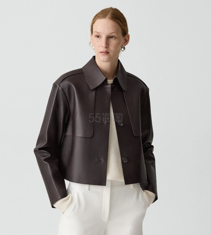 Theory 短款皮质风衣