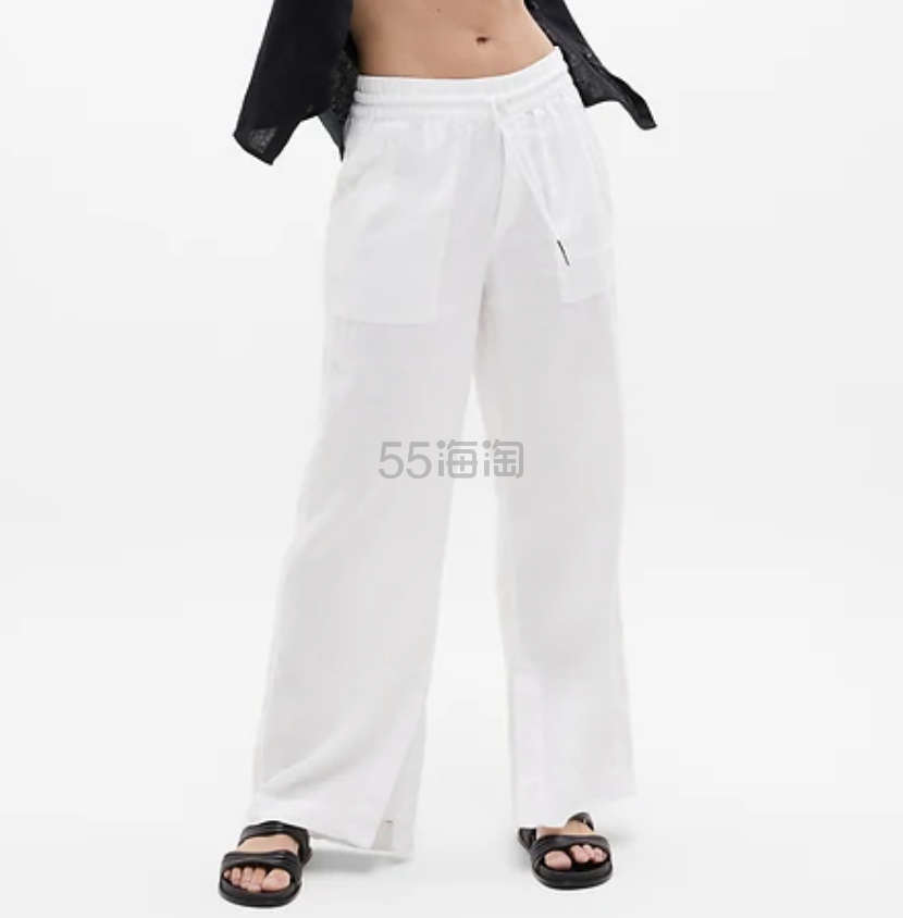 Athleta Retreat 高腰亚麻阔腿裤