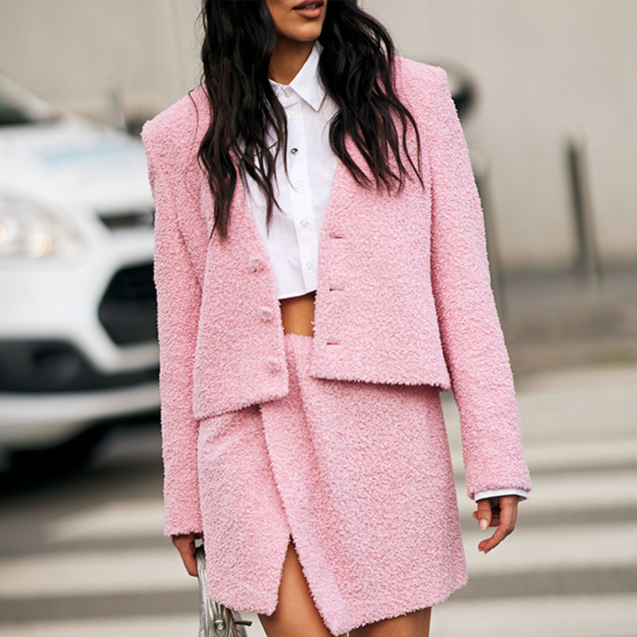 THE OUTNET 港站：都市女孩精致穿搭 Ganni 粗花呢裹身裙HK$1218