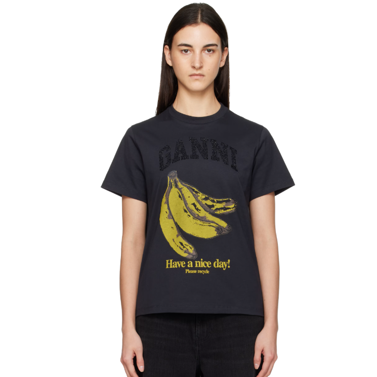 GANNI 黑色 Banana Graphic T 恤