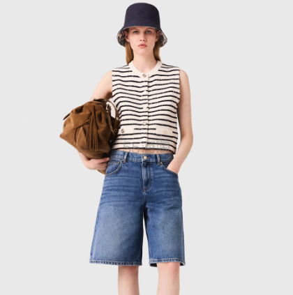 Maje 条纹羊毛混纺无袖上衣