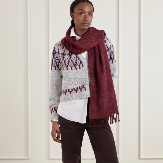 LOEWE 罗意威红色流苏围巾