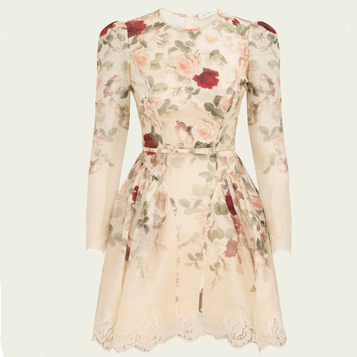 Zimmermann 宫廷复古玫瑰连衣裙