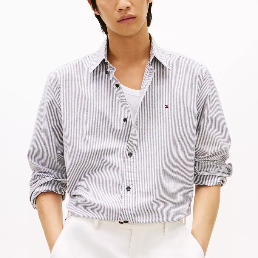 满额额外7折 TOMMY HILFIGER 经典版型条纹牛津衬衫