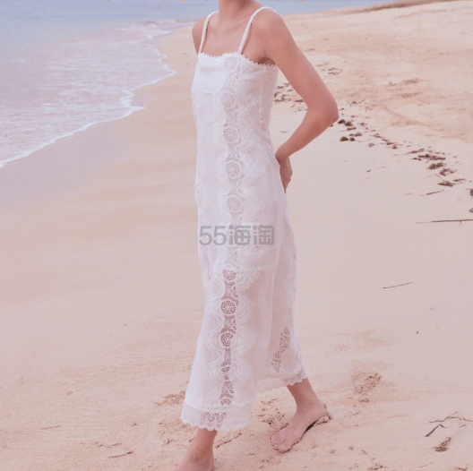 WAIMARI Rocio 刺绣蕾丝亚麻长裙