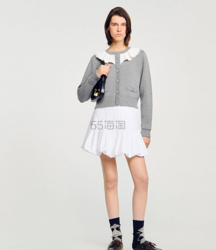 Sandro 娃娃领羊毛混纺开衫