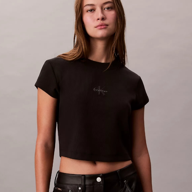 满额额外6折！Calvin Klein 经典徽标短款紧身上衣