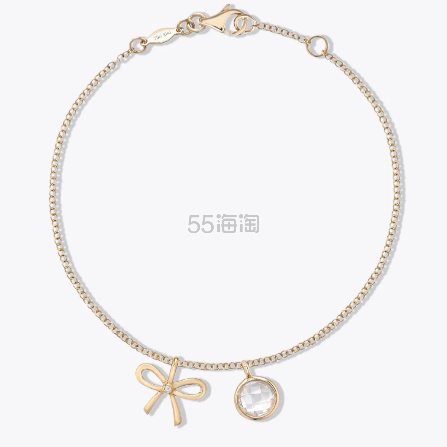 Kiki McDonough 白色托帕石蝴蝶结吊坠手链