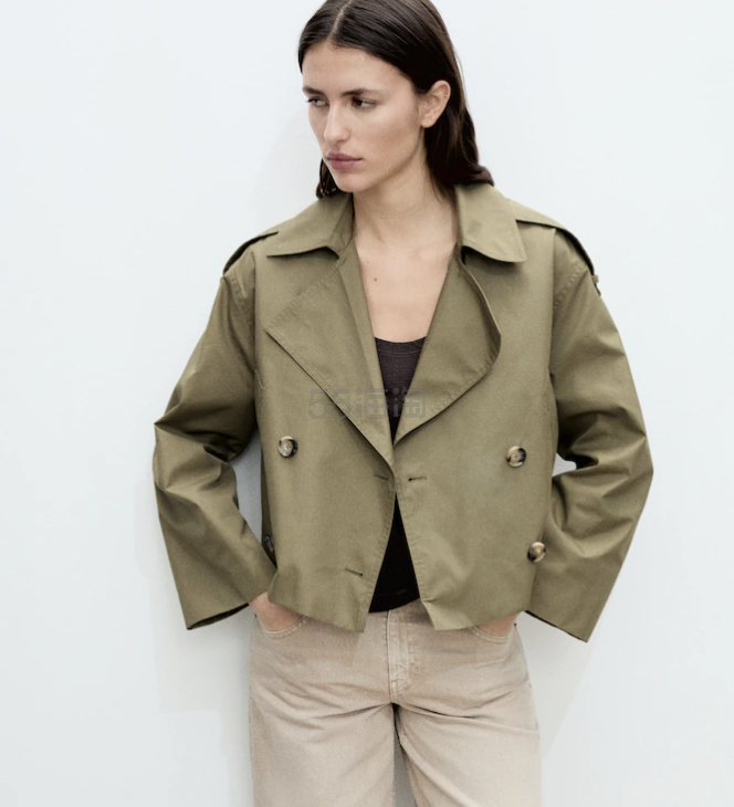 Mango 短款双排扣风衣