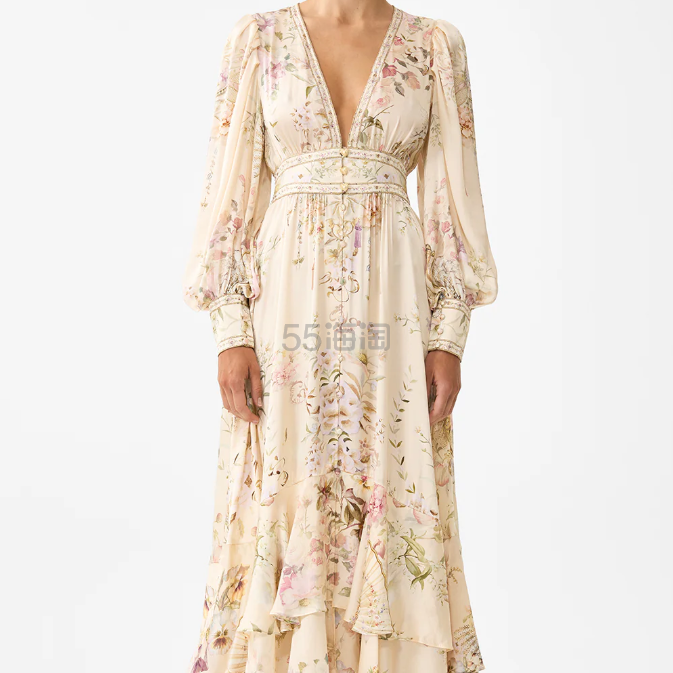 Camilla 长款纽扣前开襟连衣裙