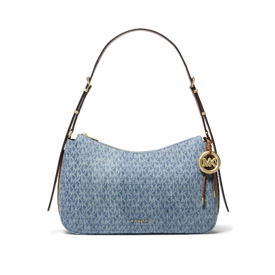 孟子义同款!Michael Kors Nolita 牛仔蓝大号老花单肩包