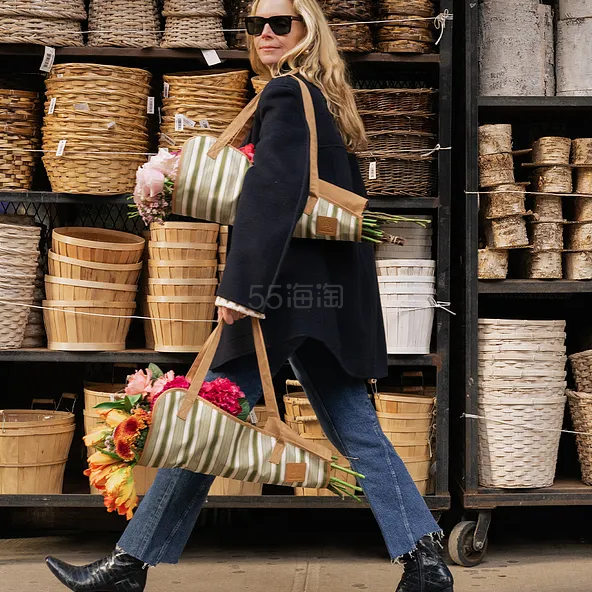 Kassatex Lewis Miller 帆布条纹花袋