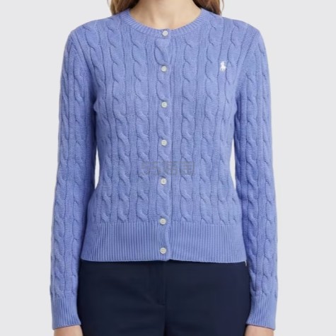 POLO RALPH LAUREN 拉夫劳伦蓝色针织绞花开衫