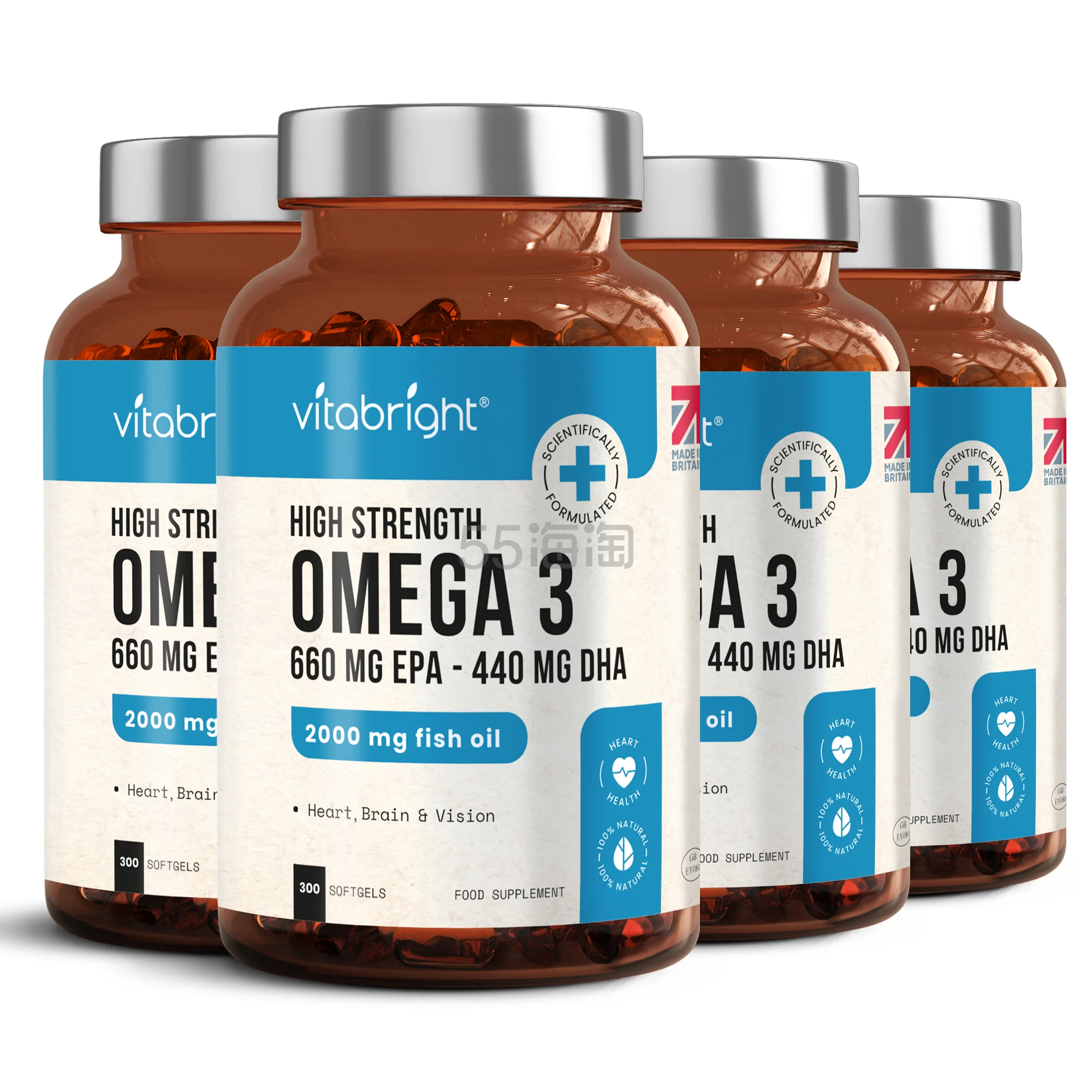 VitaBright Omega 3 鱼油胶囊 4瓶装