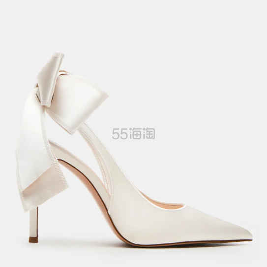 希林娜依高同款！Steve Madden 白色缎面蝴蝶结高跟鞋