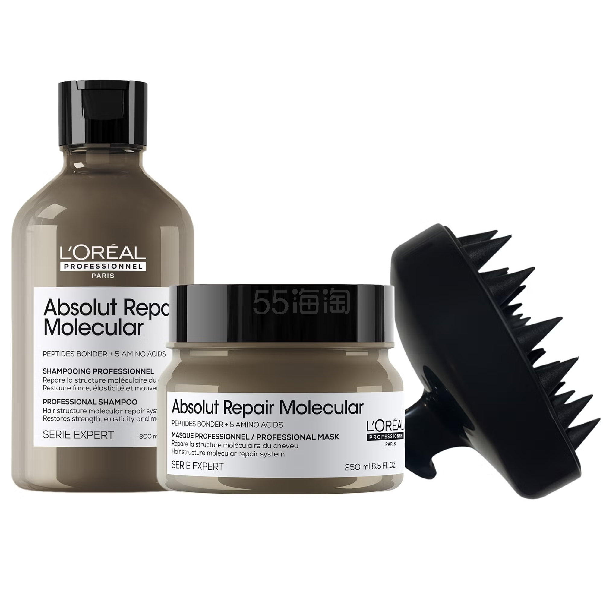 欧莱雅护发三件套(洗发水300ml+发膜250ml+按摩梳)
