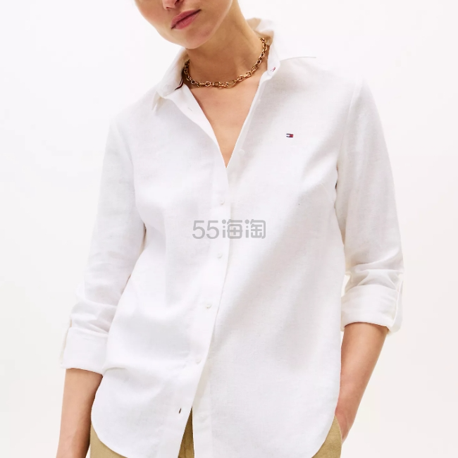 TOMMY HILFIGER 宽松版亚麻混纺衬衫