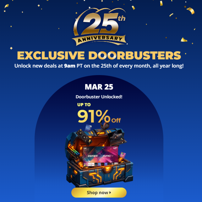 Newegg：25周年庆限时闪购 精选商品低至0.9折