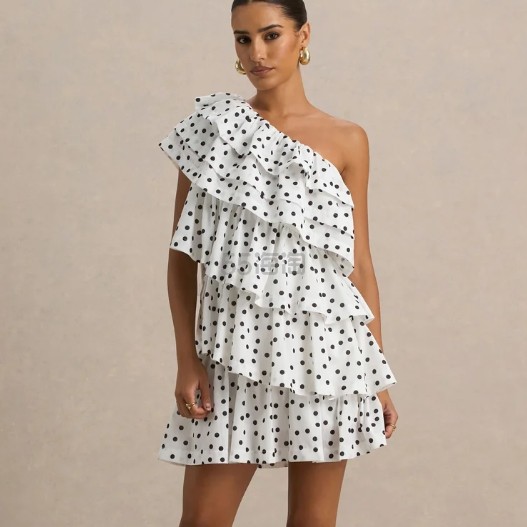 ORLA 波点白色连衣裙