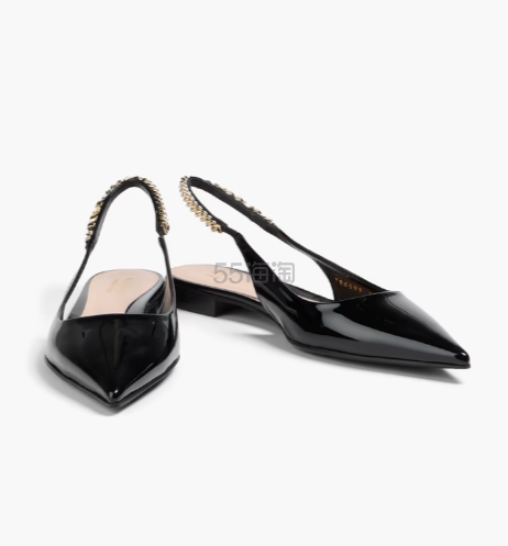 GUCCI Signoria 饰细节漆皮尖头后袢平底鞋