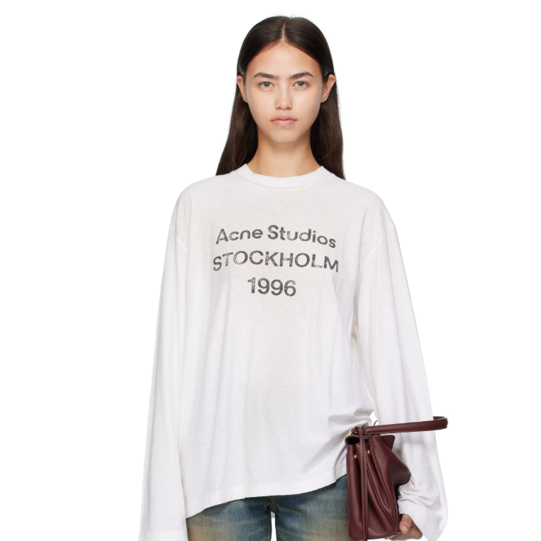 Acne Studios 灰白色 Logo Relaxed-Fit T 恤