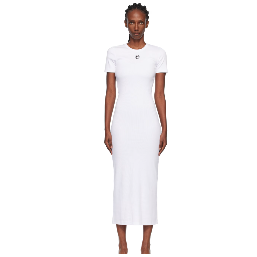 Marine Serre 白色 Moon Logo Ribbed Jersey Tube 连衣裙
