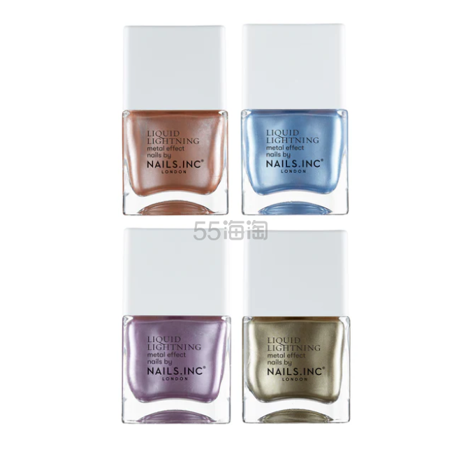 Nails Inc Liquid Lightning 四件套镀铬指甲油套装