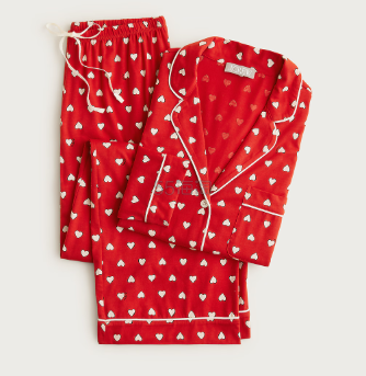 J.CREW 梦幻爱心印花棉混纺家居服套装