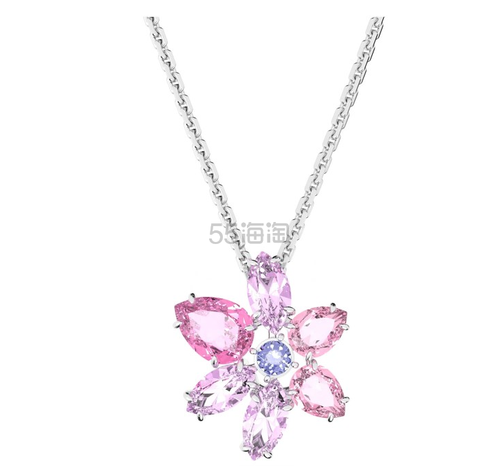 Swarovski Gema 混合切割粉色花朵吊坠