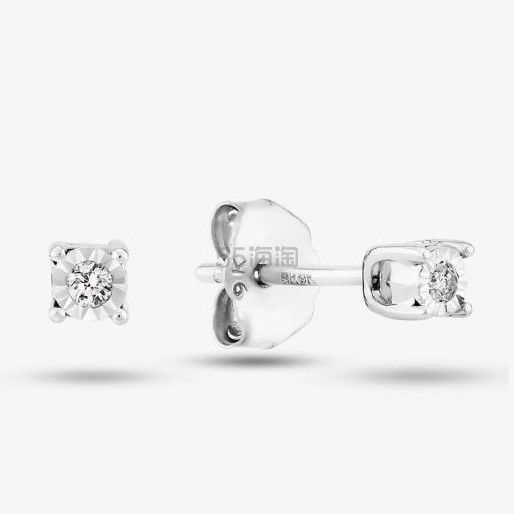 T.H.Baker 9K白金 0.03克拉钻石耳钉