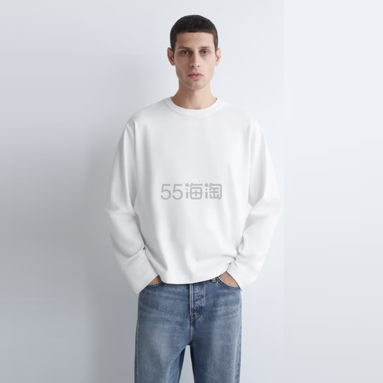 COS 宽松双面针织长袖T恤