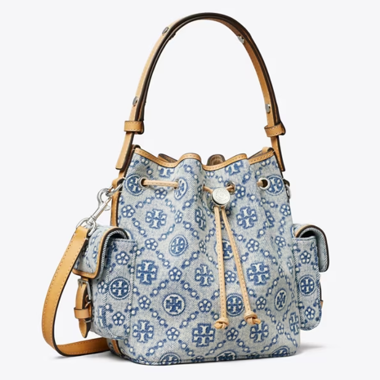 Tory Burch 汤丽柏琦 老花牛仔水桶包