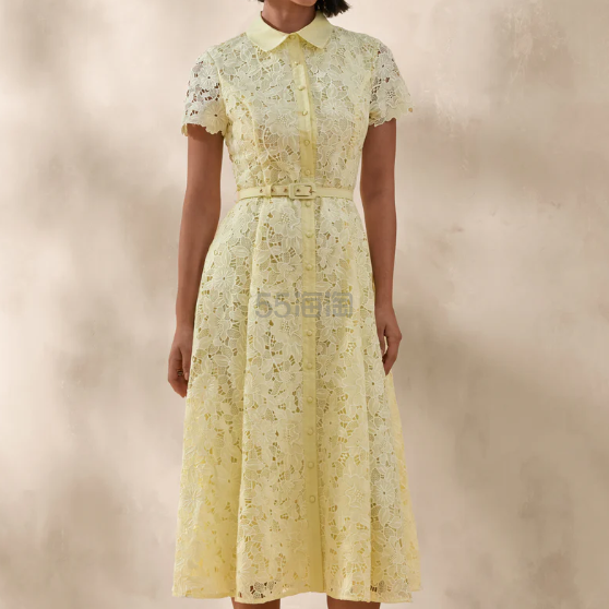 Club L London 黄色蕾丝迷笛裙