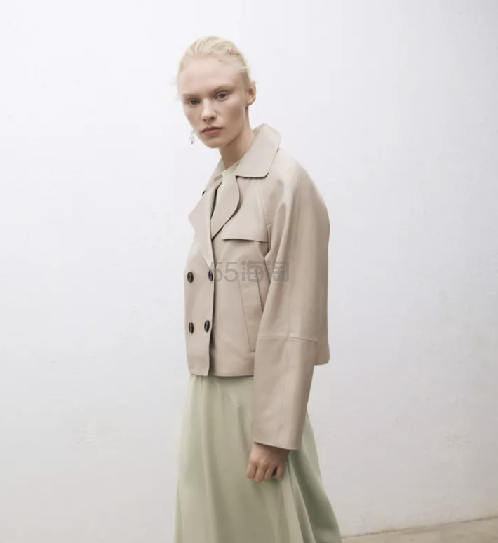 Mango 真皮短款风衣