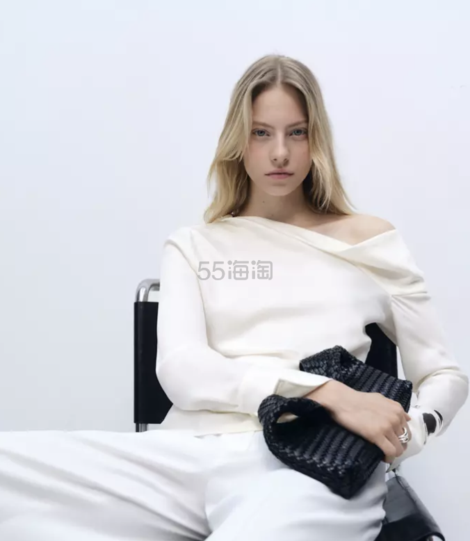 Mango 真丝斜肩上衣