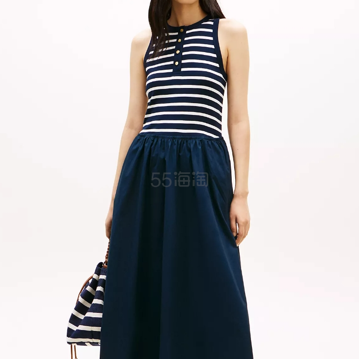 满享额外8折 TOMMY HILFIGER 条纹无袖连衣裙