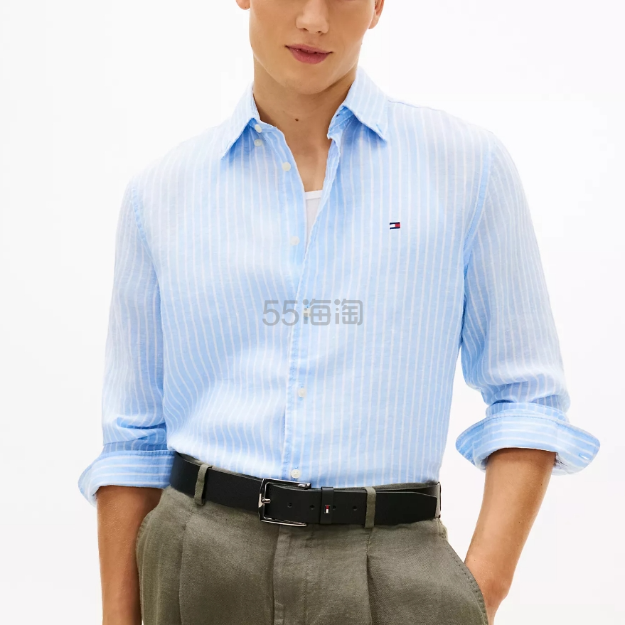 满享额外8折 TOMMY HILFIGER 亚麻条纹衬衫