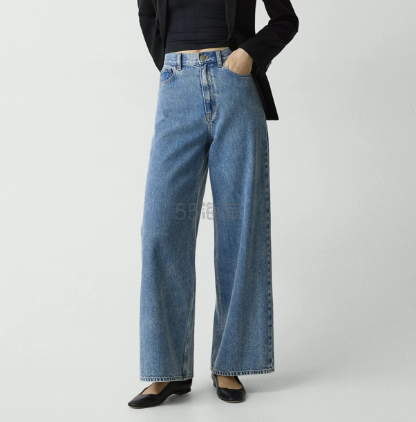 Theory 高腰阔腿牛仔裤