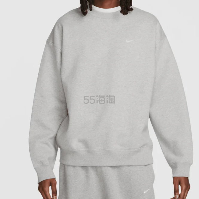 Nike 耐克徽标灰色圆领抓绒卫衣