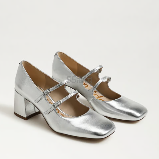 Sam Edelman Sarah 银色玛丽珍高跟鞋