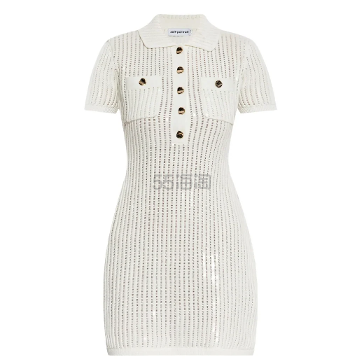 Self-Portrait 白色亮片钩织连衣裙