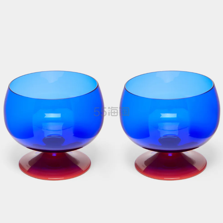 ABASK 手吹玻璃双色香槟浅杯*2